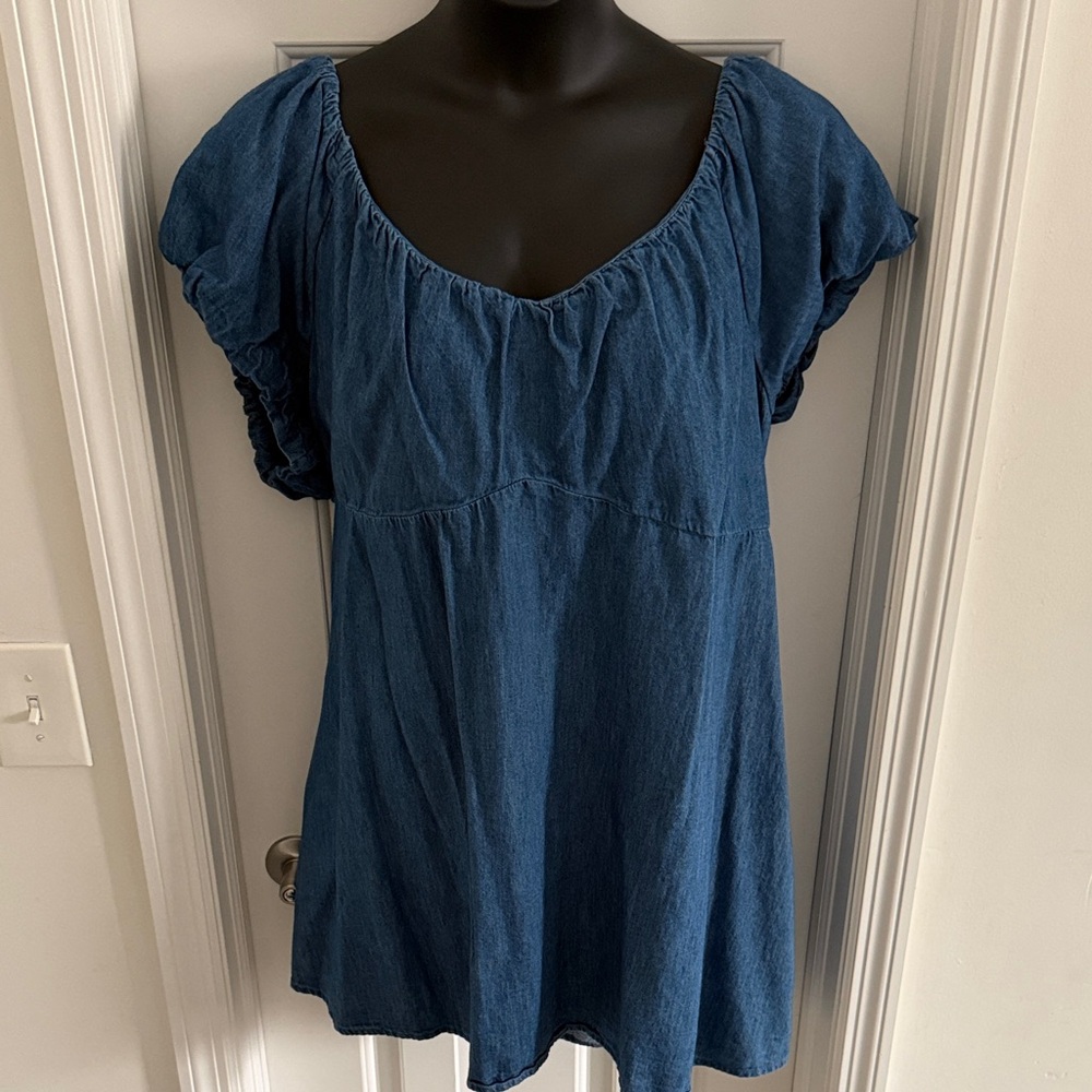 Old Navy Denim Blue Peasant Dress